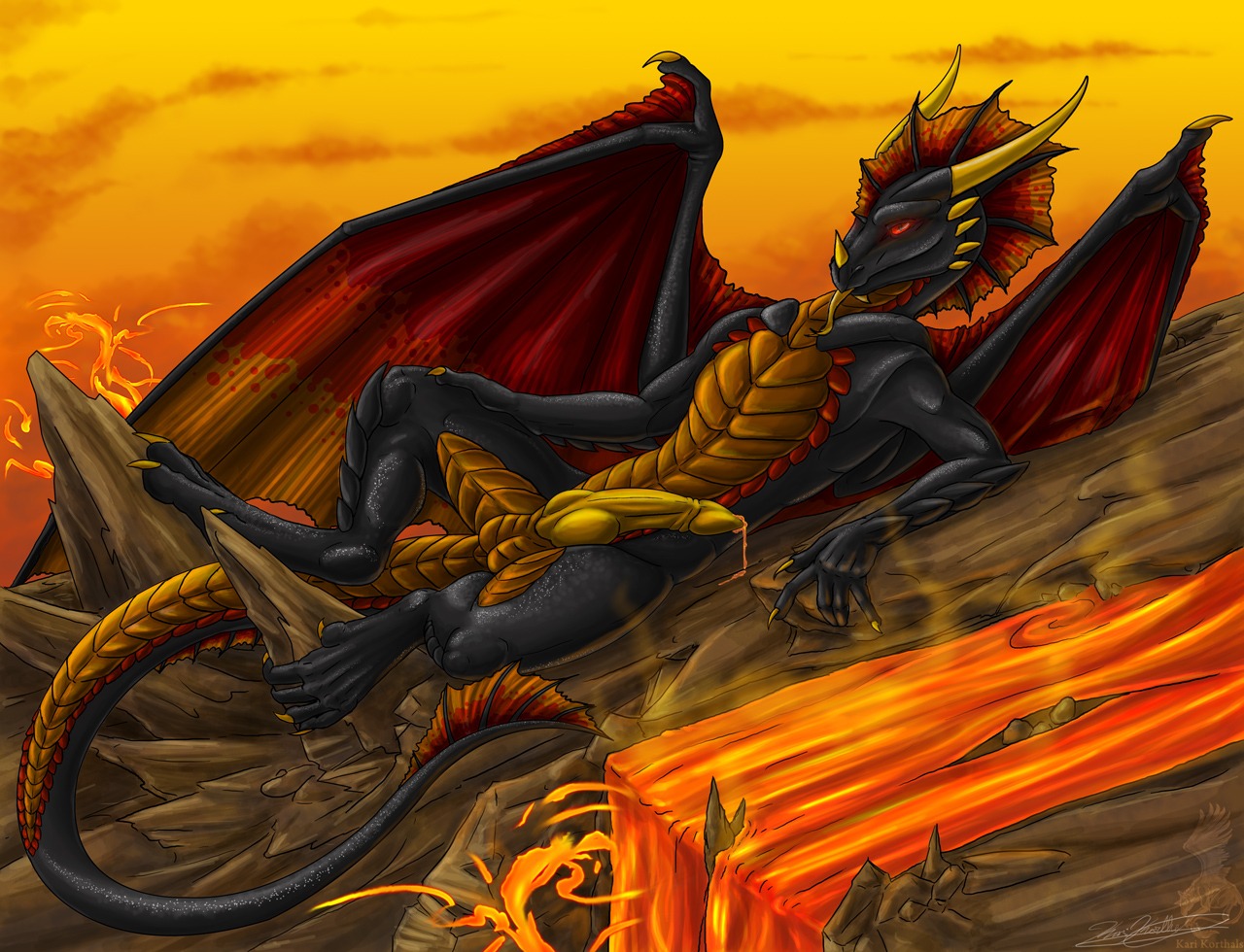 5_toes anthro balls biped bodily_fluids colored_cum creek cum darylith digital_media_(artwork) dragon dripping e621 erection european_mythology feet firondraak_(copyright) forked_tongue genital_fluids genitals glowing glowing_eyes horn knot lava lava_cum male membrane_(anatomy) membranous_wings mythological_creature mythological_scalie mythology orange_cum penis pose red_eyes scales scalie solo tail toes tongue unusual_bodily_fluids unusual_cum unusual_genital_fluids volcano warm_colors waterfall western_dragon wings yami_griffin yellow_penis