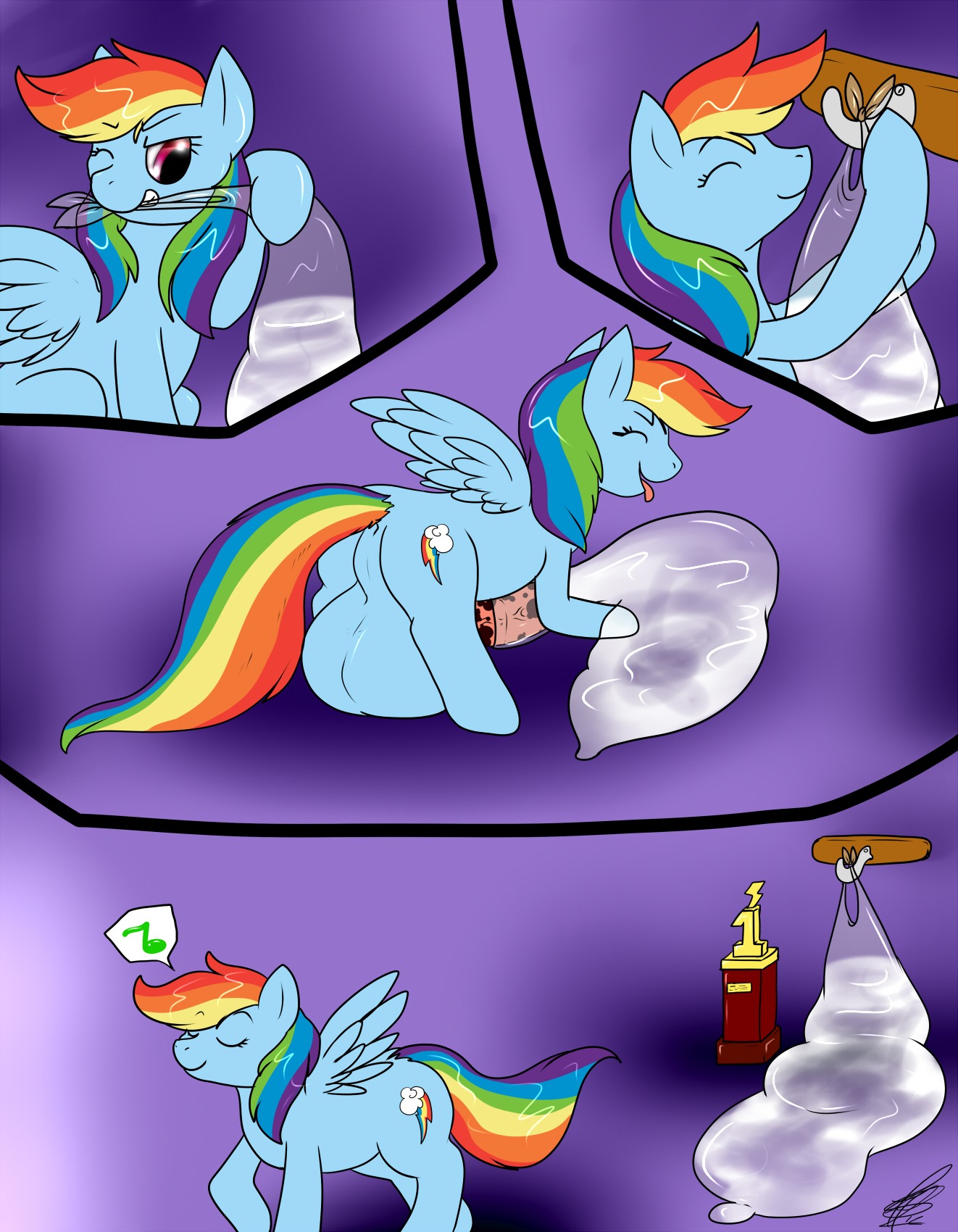 2012 animal_genitalia animal_penis award balls big_balls blue_body blue_feathers blue_fur bodily_fluids brown_hair catch_condom condom cum cutie_mark e621 equid equine equine_genitalia equine_penis erection eyes_closed feathered_wings feathers feral friendship_is_magic fur genital_fluids genitals gynomorph hair hasbro hi_res intersex mammal multicolored_hair multicolored_tail my_little_pony mythological_creature mythological_equine mythology nude one_eye_closed pegasus penis purple_eyes rainbow_dash_(mlp) rainbow_hair rainbow_tail sexual_barrier_device shikaro solo tail trophy walking wearing_condom white_body white_fur wings
