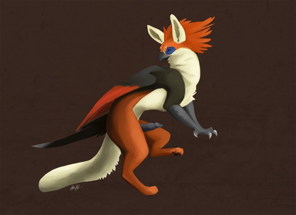 1boy avian feral gryphon male male_only mythological_avian mythological_creature mythology penis rule34 solo stinkbird wings
