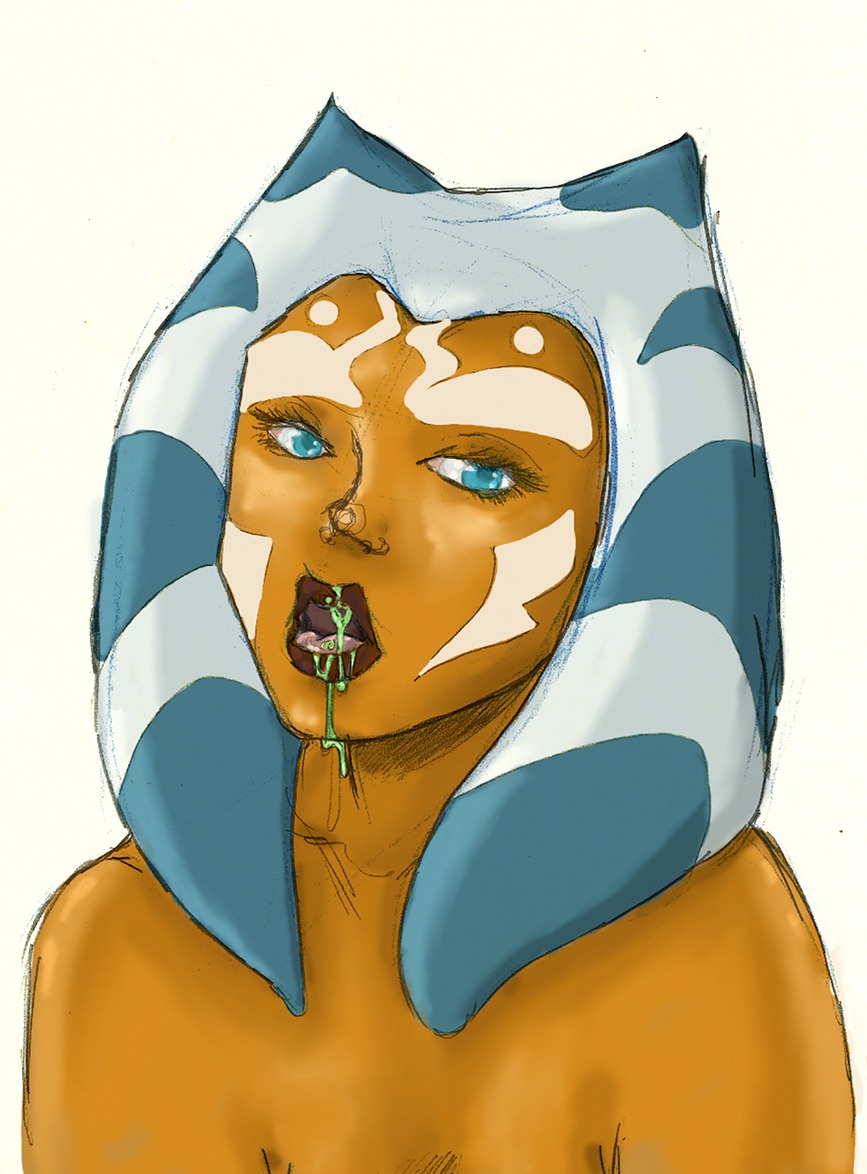 1girls ahsoka_tano blue_eyes clone_wars cum cum_in_mouth cum_inside female female_focus female_only fishbunny looking_at_viewer nude open_mouth rule34 simple_background solo star_wars tagme the_clone_wars:_season_one togruta white_background