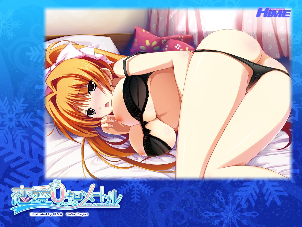 breasts female kinomoto_sakuya long_hair nipples orange_hair panta panties renai_zero_kilometer rule34 underwear