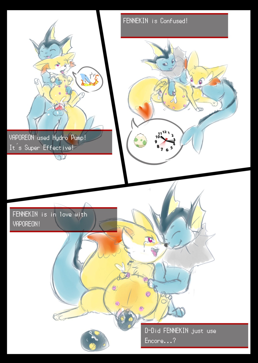 after_transformation all_fours belly black_border blue_eyes blush bodily_fluids border butt canid canine comic concern confusion crying cum cum_inflation cum_inside cum_on_penis digital_media_(artwork) dominant duo e621 eeveelution egg embarrassed english_text erection excessive_cum excessive_genital_fluids eyes_closed female female_penetrated fennekin feral fur generation_1_pokemon generation_6_pokemon genital_fluids genitals half-closed_eyes happy hatiimiga hi_res humor impregnation in_heat inflation jaki-kun_(character) knot lactating larger_dom larger_male licking long_ears looking_down looking_up love lying male male/female male_penetrating male_penetrating_female mammal milk multi_nipple narrowed_eyes nintendo nipples nude on_back on_top open_mouth orgasm oviposition paws penetration penis pokemon pokemon_(species) pokemon_move pregnant purple_eyes sex sitting size_difference smaller_female smaller_penetrated spread_legs spreading tail tears teats text tongue tongue_out vaporeon vulva water wide_eyed worried