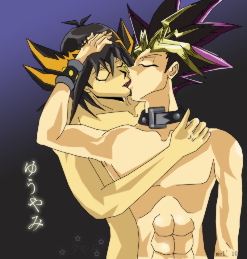 abs armpits human kissing male male_only multiple_males nippleless_male romantic rule34 toned toned_male yami_yugi yaoi yu-gi-oh! yu-gi-oh!_5d's yusei_fudo