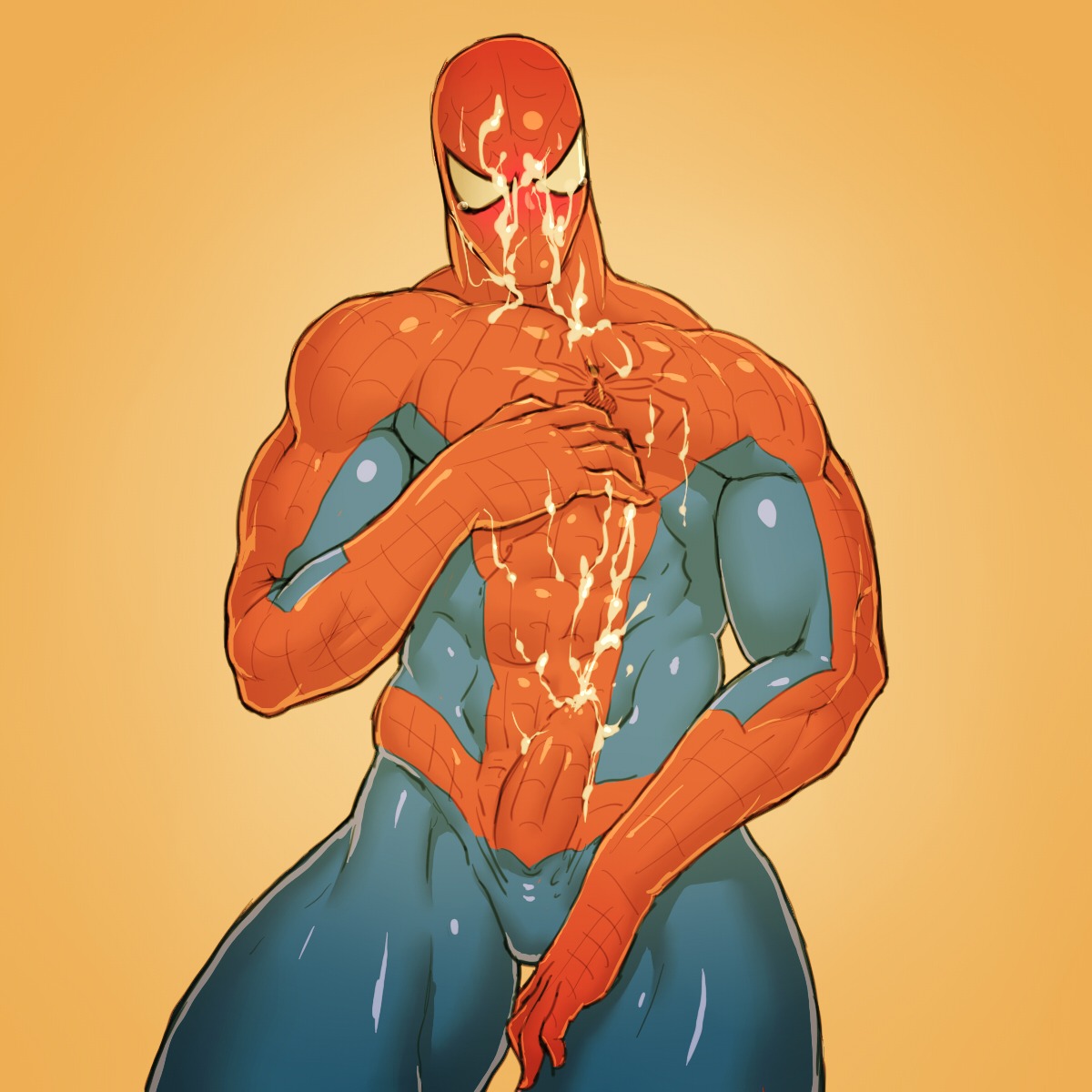 abs after_masturbation balls blush cum cum_on_face cum_on_self cum_on_stomach male male_only marvel marvel_comics penis rule34 solo spider-man spider-man_(series) tagme visible_penis_shape