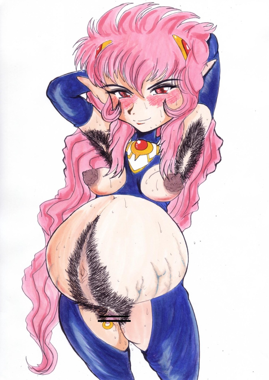 1girls breasts censored clitoris clitoris_piercing clothing female female_armpit_hair hairy ken_hayakawa magic_knight_rayearth medium_breasts nova_(rayearth) pregnant pubic_hair pussy rule34 stockings tagme