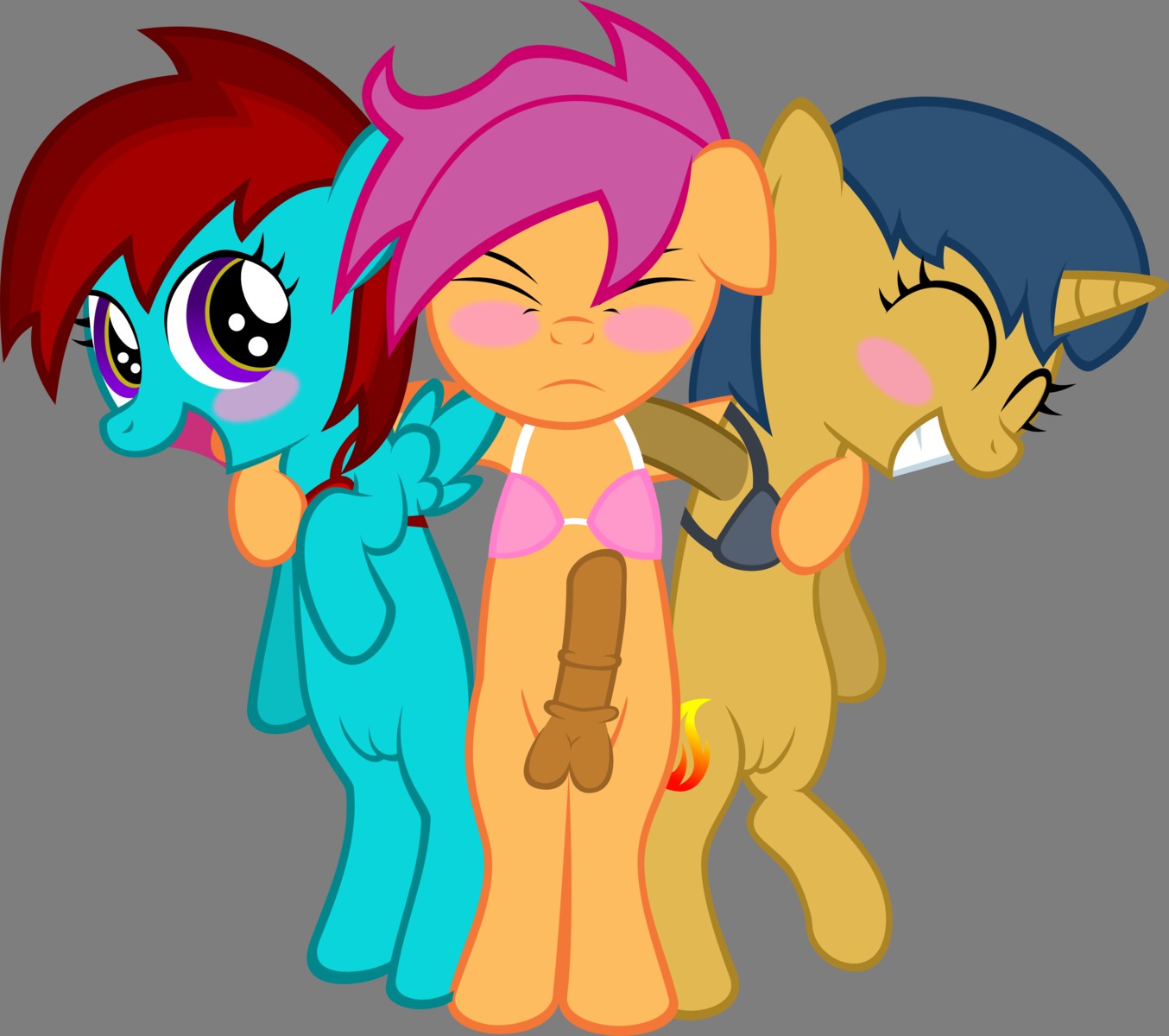 absurd_res alpha_channel blush bottomless bra clothed clothing crossdressing digital_media_(artwork) e621 equid equine erection faith_(thistledruby) fan_character feathered_wings feathers female femboy feral fur genitals group hair hasbro hi_res male mammal my_little_pony mythological_creature mythological_equine mythology pegasus penis sasukex125 simple_background tagalong transparent_background underwear wings young young_feral