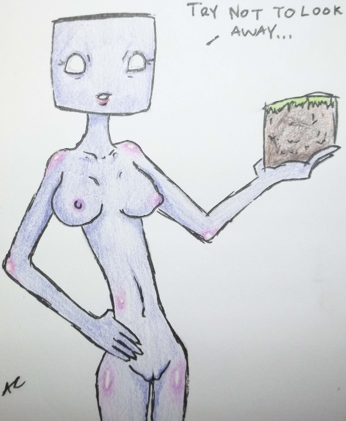 1girls 2d anthro anthro_female anthro_only artist_request breasts cube enderman enderwoman english_text female female_only genderswap genderswap_(mtf) minecraft nipples no_pupils nude nude_female rule34 rule_63 solo tagme talking talking_to_viewer text