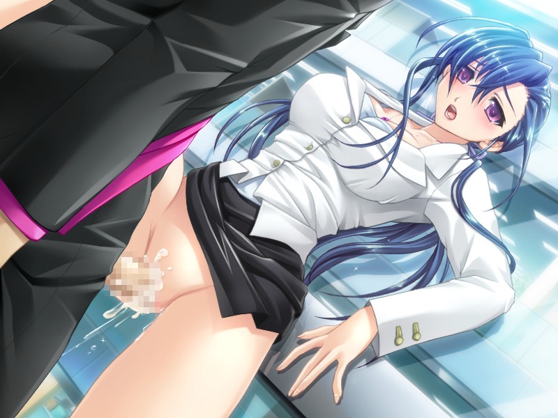 1boy 1girls airu_[chīmu_doreiku] blue_hair breasts censored female game_cg male penis pussy reiko_-torawareshi_onna_sousain- rule34 sex vaginal_penetration