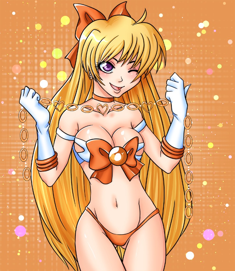 artist_request bishoujo_senshi_sailor_moon bow bra breasts female female_only human minako_aino panties rule34 sailor_venus small_breasts solo tagme