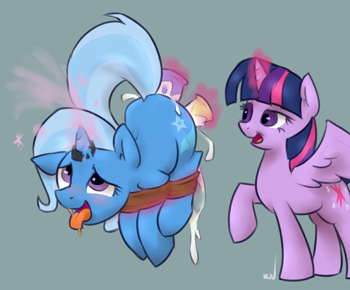 2013 anal anal_penetration bodily_fluids bound cum cutie_mark dildo dominant dominant_female double_penetration drooling duo e621 equid equine feathered_wings feathers female female/female feral friendship_is_magic fur genital_fluids hair hasbro hi_res horn mammal multicolored_hair my_little_pony mythological_creature mythological_equine mythology nude open_mouth penetration ponchuzn purple_body purple_fur purple_hair quadruped saliva sex sex_toy submissive submissive_female tail tongue tongue_out toying_partner trixie_(mlp) twilight_sparkle_(mlp) two_tone_hair unicorn vaginal vaginal_penetration winged_unicorn wings