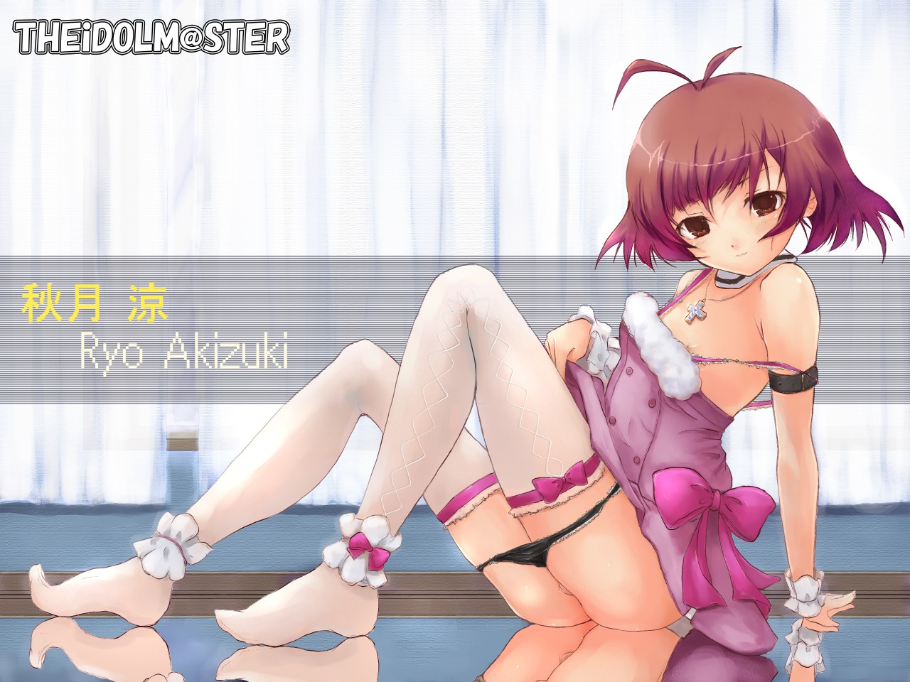 1boy 4:3 akizuki_ryou balls blush clothes_lift crossdressing cute_male elbow_gloves femboy feminine_male full_body game girly glasses gloves idolmaster idolmaster_dearly_stars kuku_px male male_focus male_only panties panty_pull penis rule34 ryou_akizuki skirt skirt_lift solo sweat testicles thighhighs trap underwear