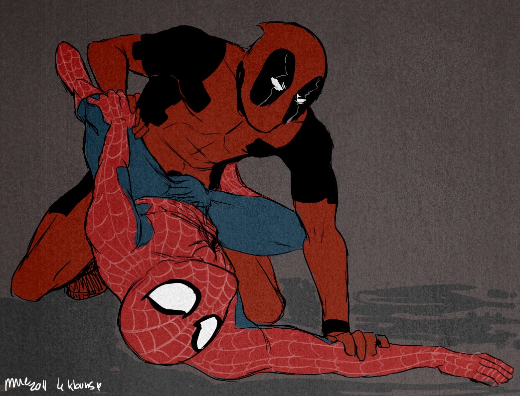 2boys bulge dated deadpool duo erection_under_clothes gay hidden_eyes hidden_face kbunss male male/male male_only marvel marvel_comics multiple_males penis peter_parker pinned rule34 spandex spider-man spider-man_(series) tagme visible_penis_shape wade_wilson x-men yaoi