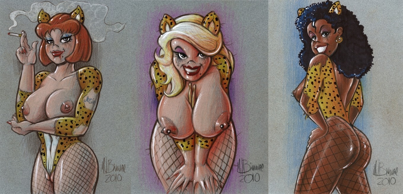 2010 3girls archie_comics bivouac black_hair blonde_hair cigarette dark-skinned_female dark_skin female hanna-barbera human josie_and_the_pussycats josie_mcoy melody_valentine multiple_females multiple_girls nipples pale_skin red_hair rule34 smoking topless valerie_brown
