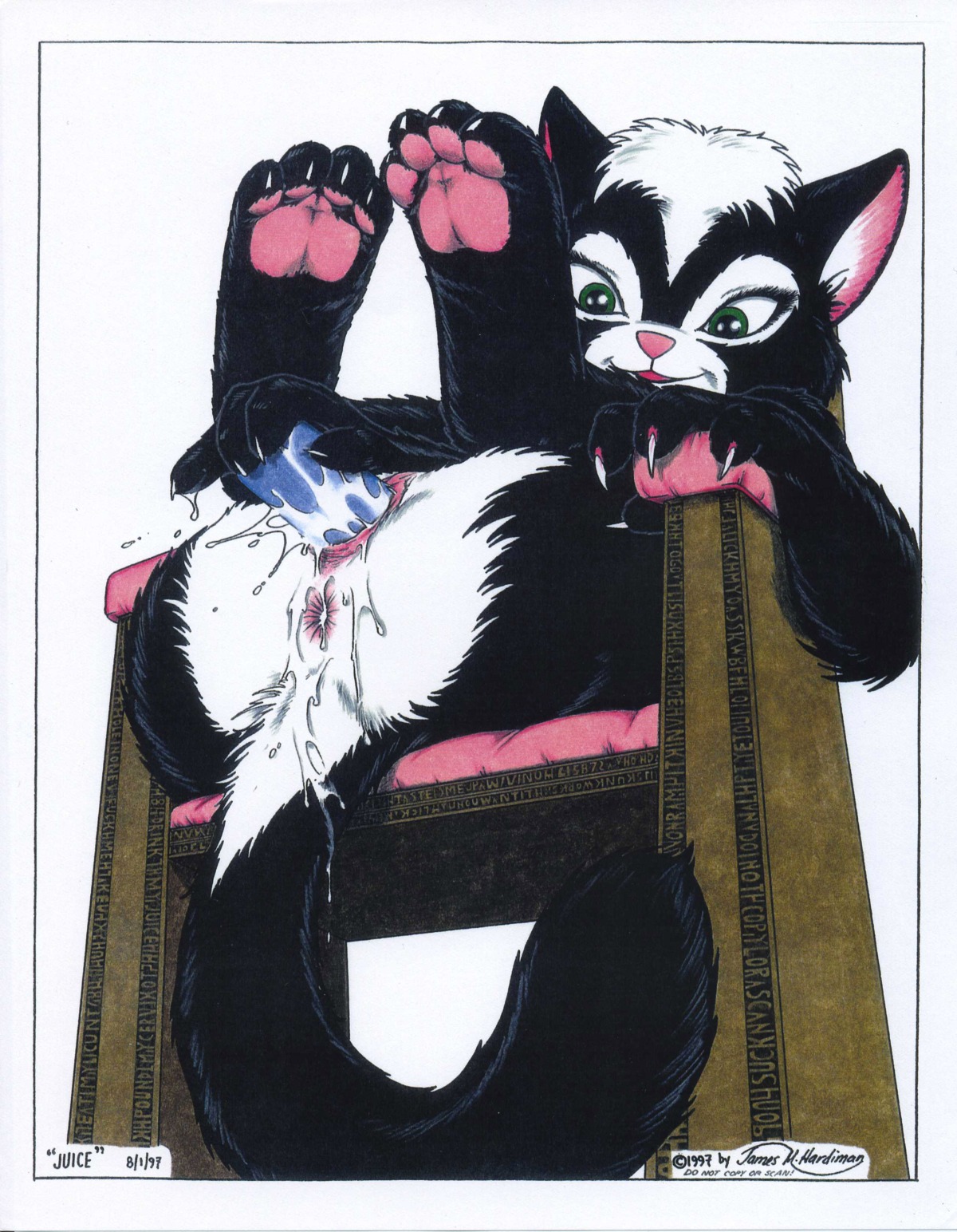 1997 4_toes absurd_res anthro anus biped bodily_fluids claws curling_toes dildo domestic_cat e621 english_text feet felid feline felis female genital_fluids genitals green_eyes hi_res hindpaw james_m_hardiman mammal masturbation messy nude pawpads paws penetration pink_pawpads sex_toy sitting soles solo tail tail_anus text toes toying_self vaginal vaginal_fluids vaginal_masturbation vaginal_penetration vulva