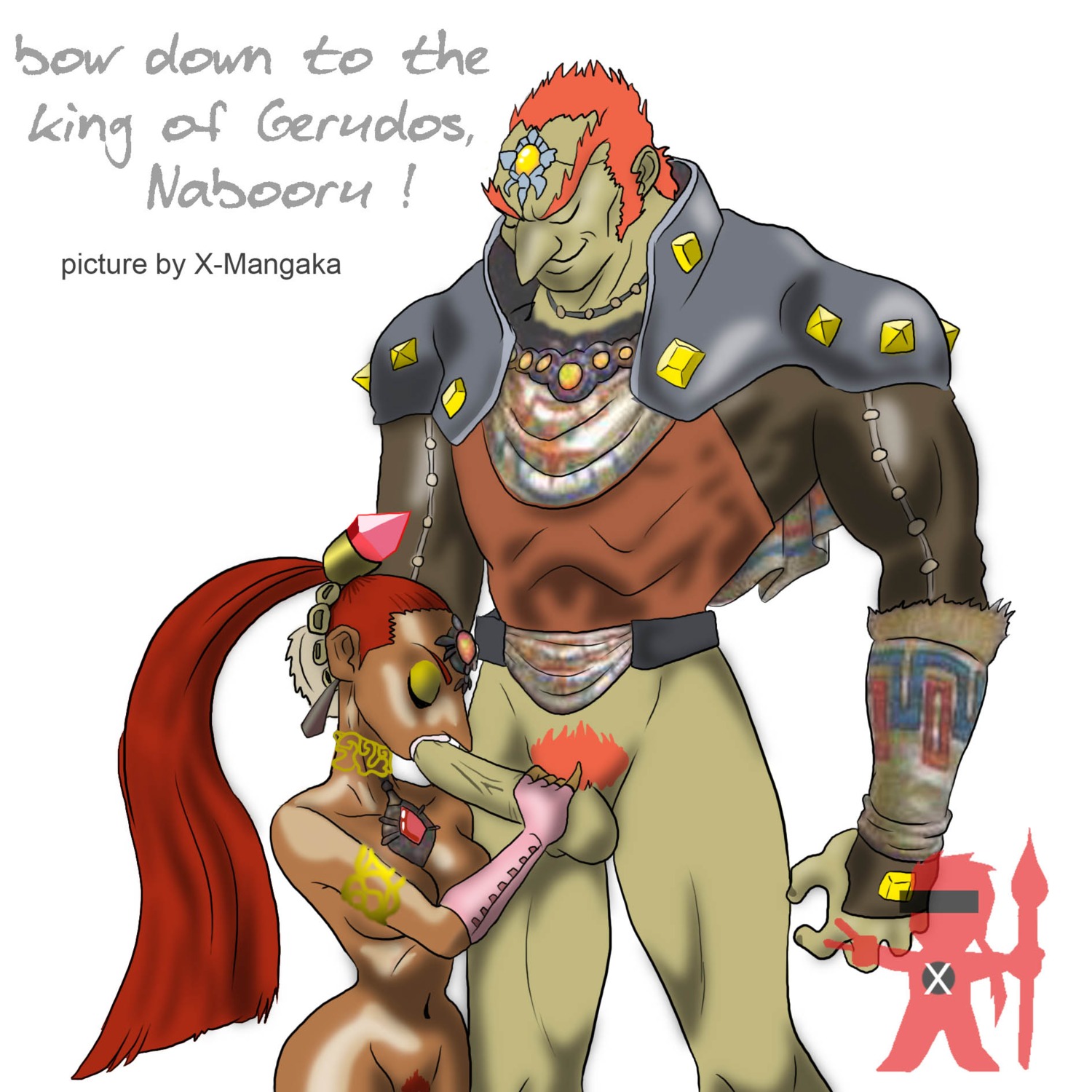 dark-skinned_female dark_skin female ganondorf ganondorf_(ocarina_of_time) gerudo green_skin male nabooru nintendo nude ocarina_of_time oral oral_sex rule34 straight straight_hair the_legend_of_zelda