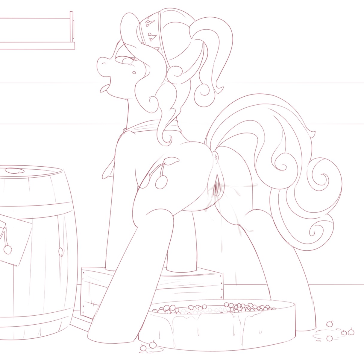 anus barrel bodily_fluids box butt cherry cherry_jubilee_(mlp) cobalt_snow conditional_dnp container crate cutie_mark digital_drawing_(artwork) digital_media_(artwork) e621 earth_pony equid equine female feral food food_fetish food_play friendship_is_magic fruit genital_fluids genitals hasbro hi_res horse mammal my_little_pony open_mouth plant pony presenting presenting_hindquarters quadruped solo tail tongue tongue_out vaginal_fluids vulva
