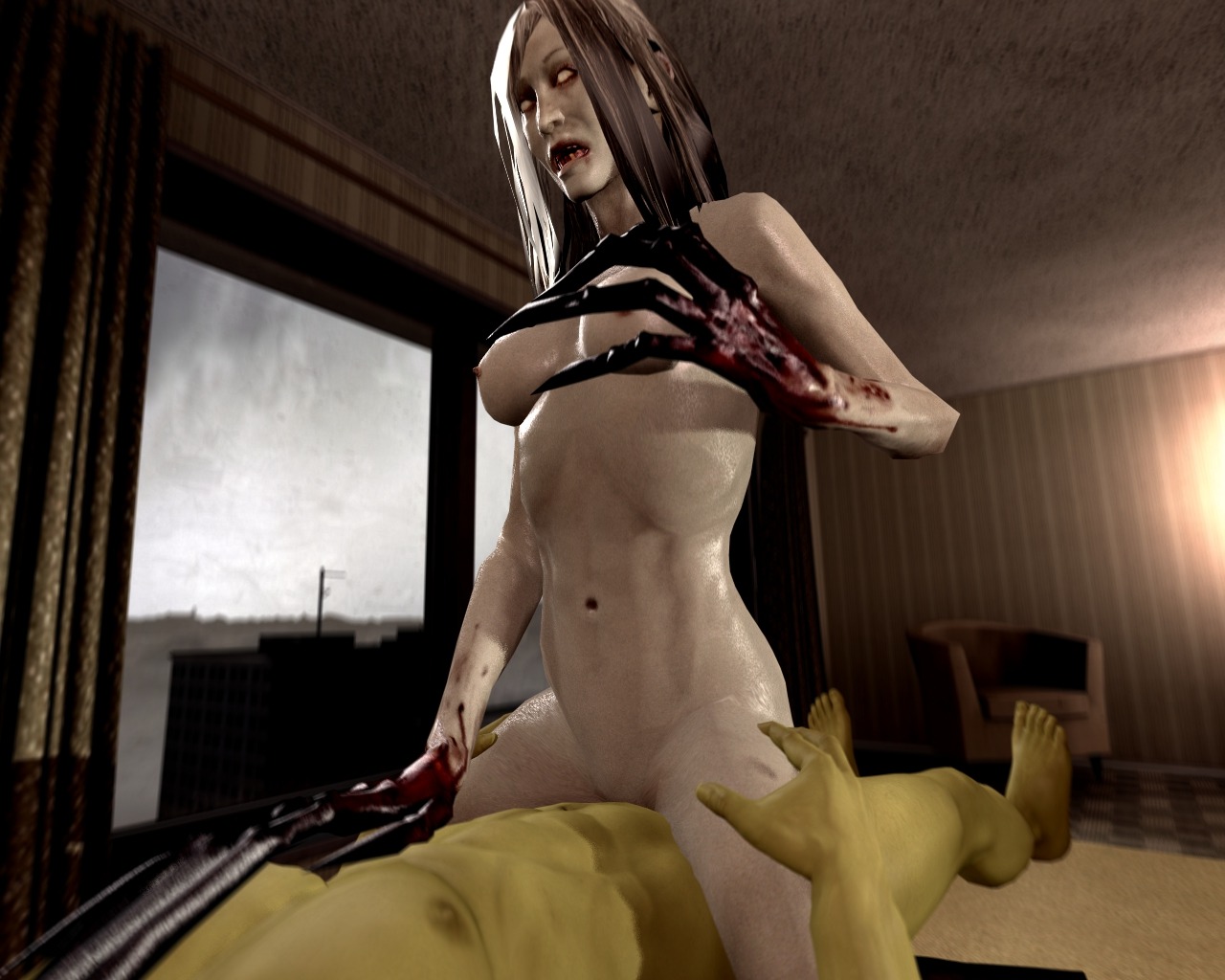 1boy 1girls 3d artist_request blood blood_on_hands breasts completely_nude cowgirl_position female female_focus female_penetrated garry's_mod left_4_dead left_4_dead_(series) left_4_dead_2 long_hair male male_penetrating nipples nude nude_female nude_male pussy rule34 sex straight unseen_male_face vaginal_penetration white_hair witch_(left_4_dead) zombie zombie_girl