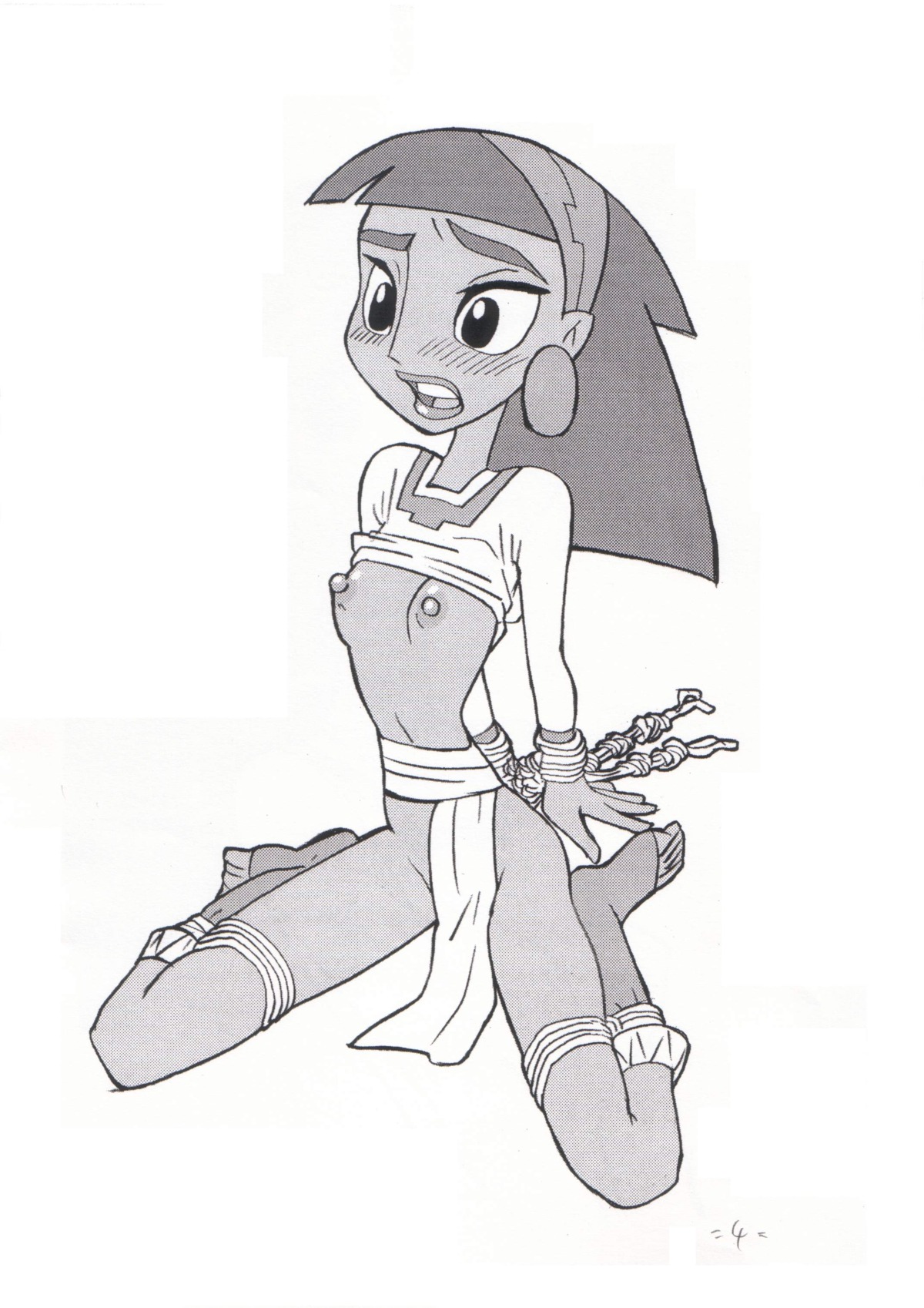 1girls bondage dark-skinned_female dark_skin disney female latina malina monochrome nipples peruvian_female rule34 the_emperor's_new_groove the_emperor's_new_school union_of_the_snake