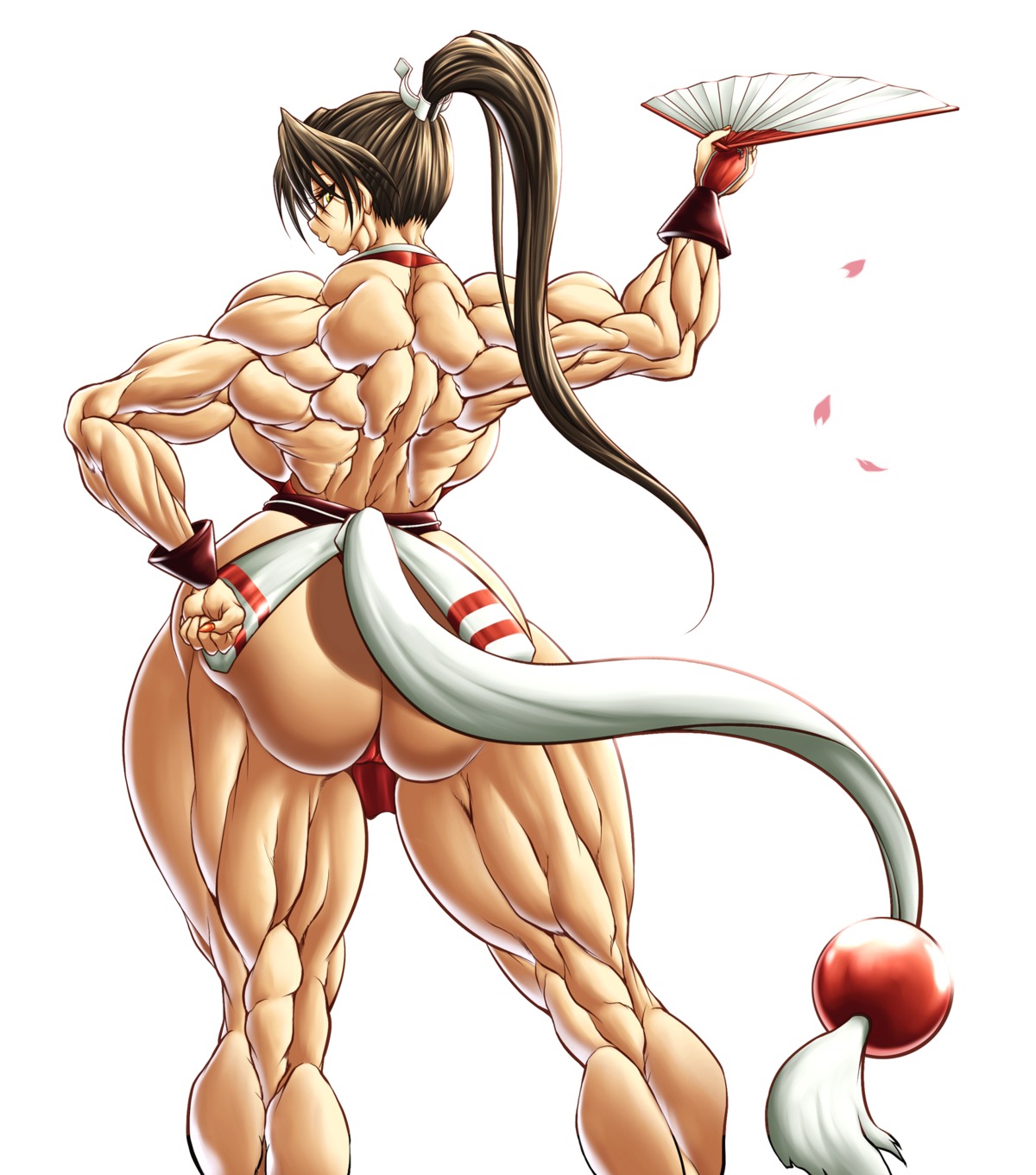 1girls ass back biceps breasts extreme_muscles fatal_fury female female_only highres huge_breasts human king_of_fighters mai_shiranui muscles muscular muscular_female nude ponytail purukogi_(plasma_beach) rule34 snk solo tied_hair