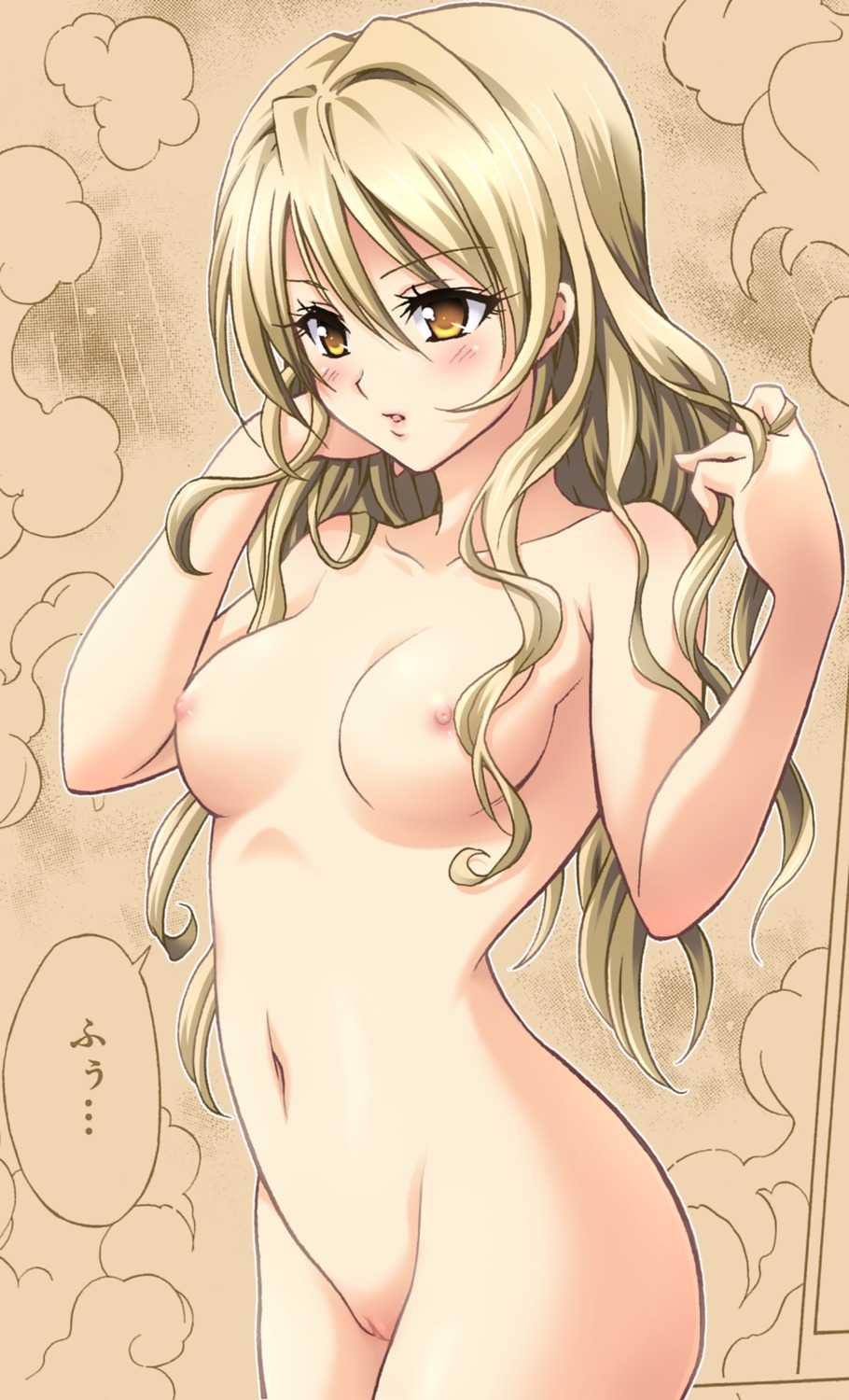 1girls blonde_hair blush breasts colored female female_only highres long_hair nipples nude nude_female pussy rule34 small_breasts solo tenjouin_saki to_love-ru uncensored yabuki_kentarou