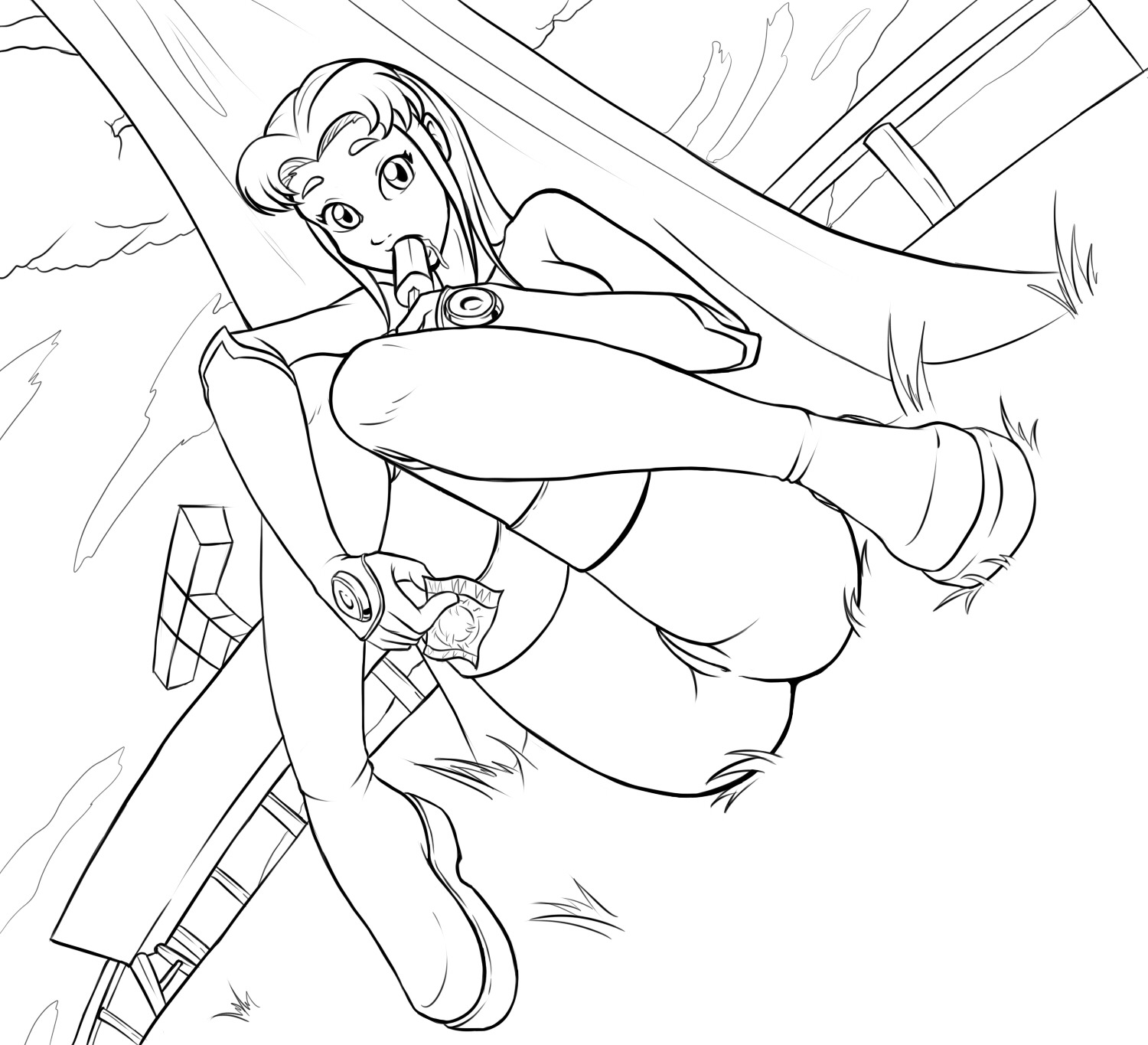 alien_girl condom dc dc_comics female ice_cream no_panties outdoors rule34 starfire straight_hair tagme tanoshyht teen_titans