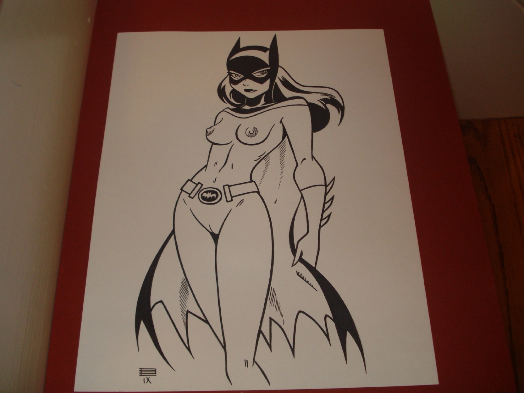 1girls 2011 barbara_gordon batgirl batman:_the_animated_series batman_(series) david_farley dc dc_comics dcau female female_only monochrome nipples photo_(medium) rule34 solo