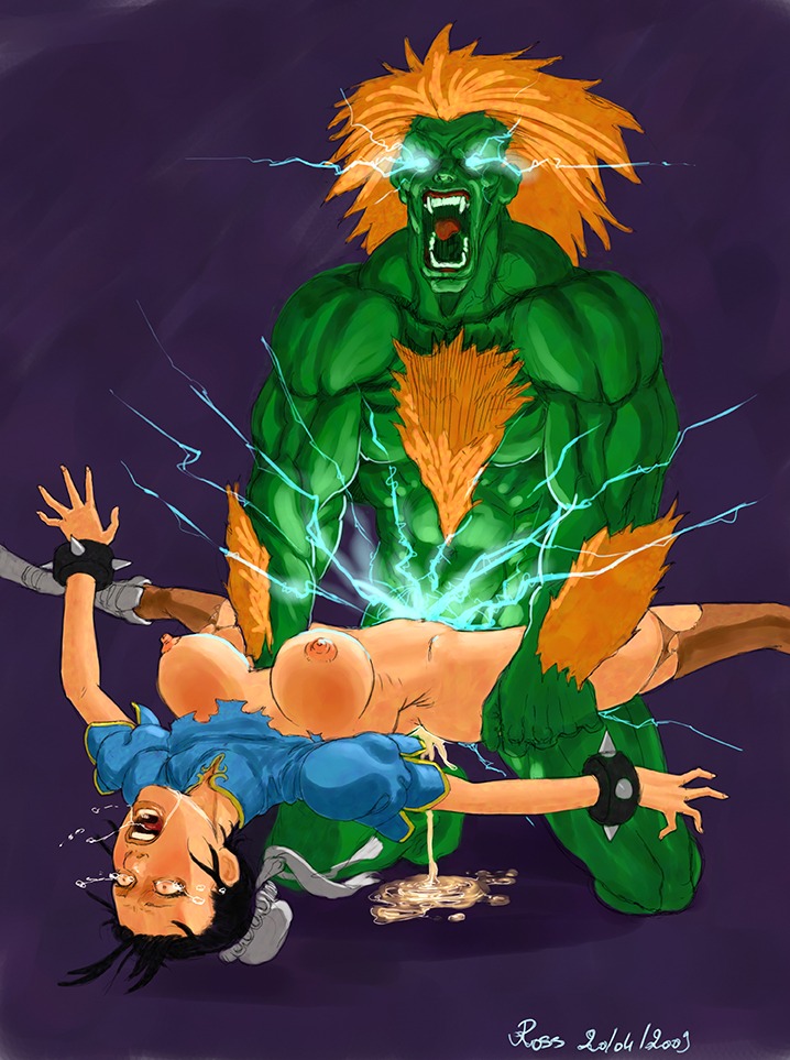 1boy 1girls 2009 asian black_hair blanka bracelet breasts capcom chun-li cum cum_inside cum_pool defeated double_bun drooling electricity electrostimulation erect_nipples female human jewelry large_breasts lips male monster muscles nipples rape rule34 saliva screaming sex spiked_bracelet spikes spread_legs straight straight_hair street_fighter studio-pirrate_(rosselito) surprised tear torn_clothes