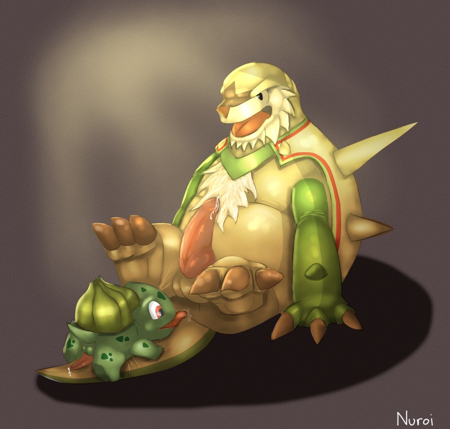 anal anthro anus bodily_fluids bulbasaur chesnaught cum duo e621 erection feral generation_1_pokemon generation_6_pokemon genital_fluids genitals larger_male licking male male/male male_penetrated male_penetrating male_penetrating_male nintendo nuroi oral penetration penis pokemon pokemon_(species) rimming semi-anthro sex size_difference smaller_male tongue tongue_out
