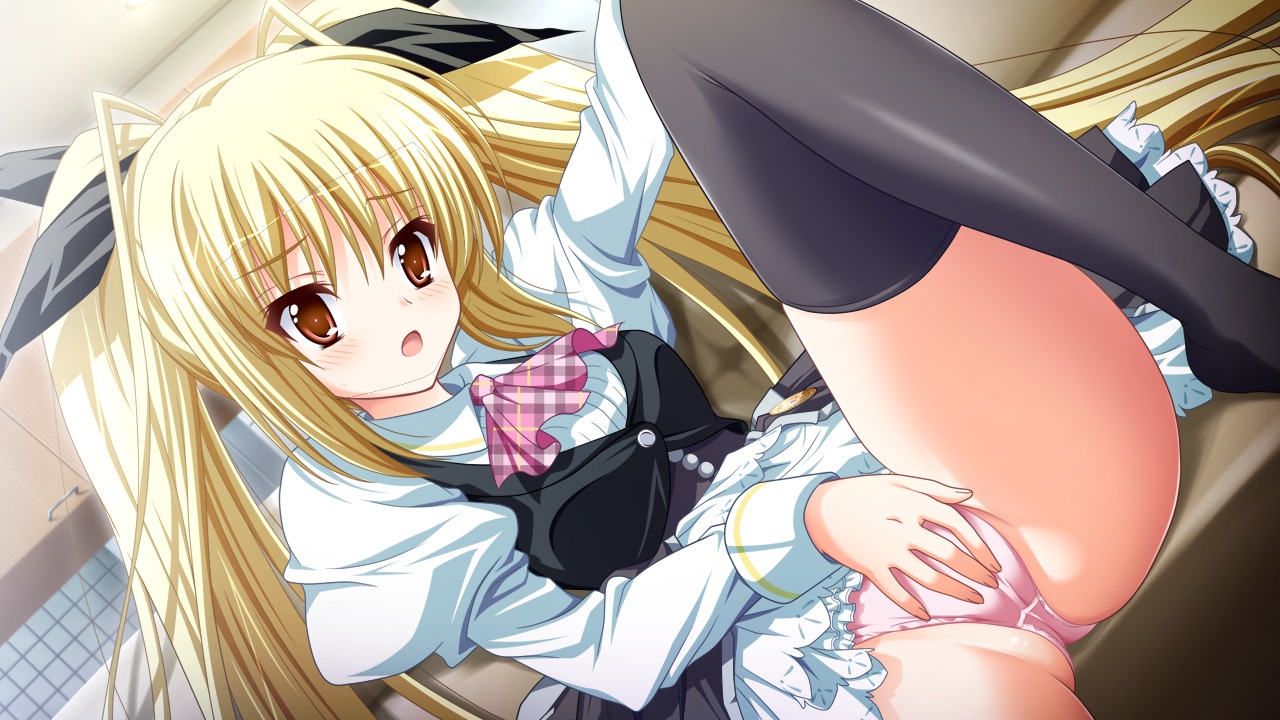 aratamabashi_mana blonde_hair blush female game_cg masturbation panties renai_kateikyoushi_rurumi_coordinate rule34 suzui_narumi thighhighs underwear