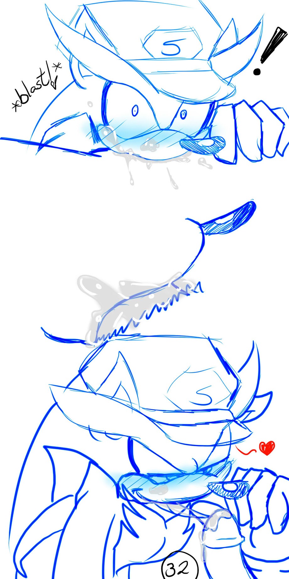 1:2 anthro blush bodily_fluids clothing comic cum cum_in_mouth cum_inside dominant dominant_male duo e621 english_text erection eulipotyphlan exclamation_point fellatio fur genital_fluids genitals hat headgear headwear heart_symbol hedgehog hi_res male male/male male_penetrated male_penetrating male_penetrating_male mammal multiple_scenes oral oral_penetration penetration penile penis redfirestar sega sex silver_the_hedgehog sonic_the_hedgehog sonic_the_hedgehog_(series) sweat text