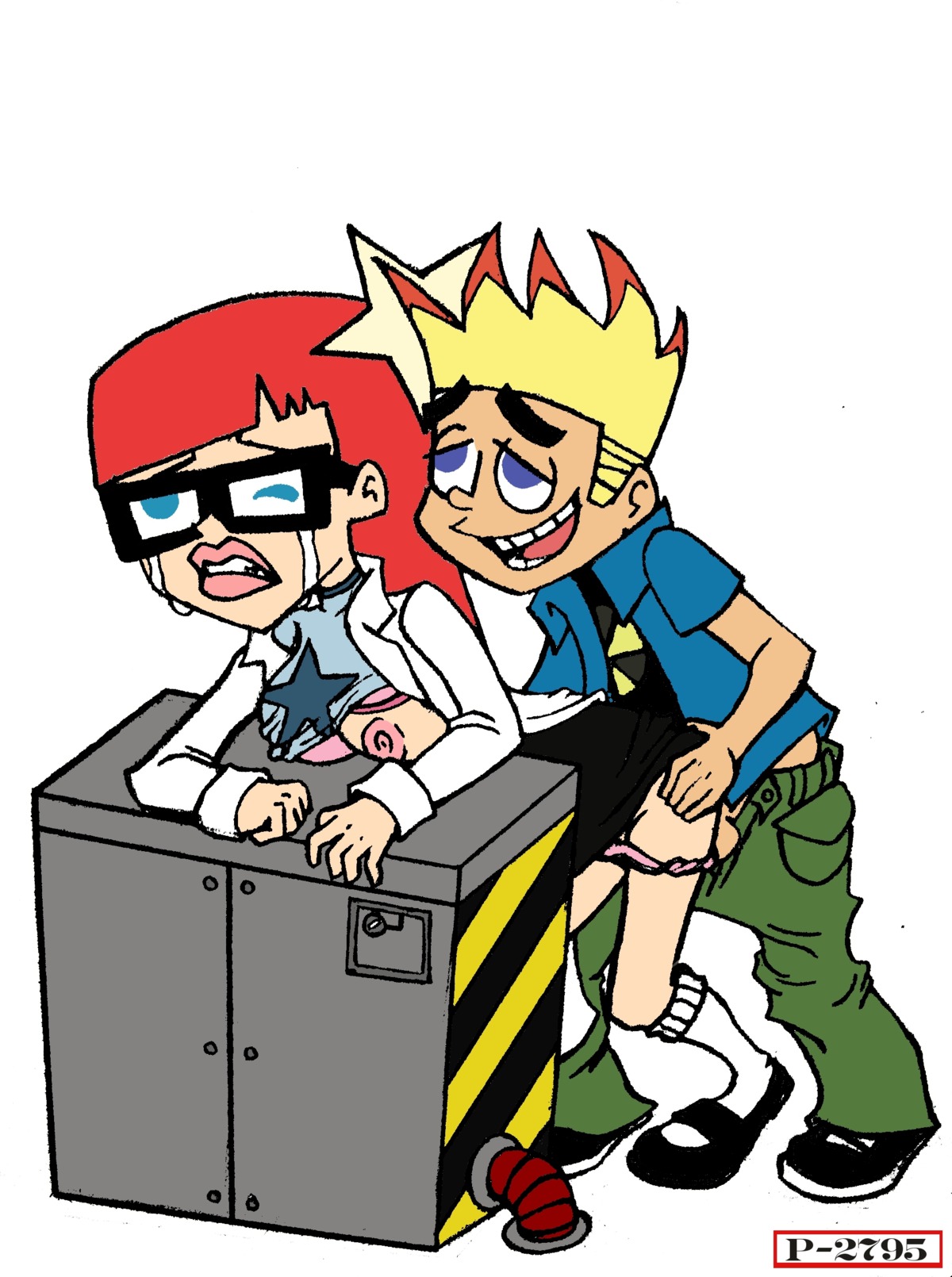 blonde_hair blue_eyes bra breasts cartoon_network clothing female glasses hair human incest johnny_test johnny_test_(series) labcoat large_breasts long_hair male p-2795 panties red_hair rule34 skirt straight_hair susan_test