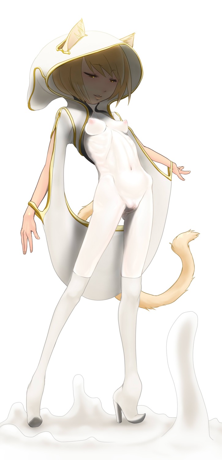 animal_humanoid atomic_bomb blonde_hair breasts cat_humanoid cat_tail clothing domestic_cat e621 felid felid_humanoid feline feline_humanoid felis female genitals hair hi_res hood humanoid loose-loop-loomed magic magic_user mammal mammal_humanoid nipples simple_background skinsuit solo tail tight_clothing vulva white_background