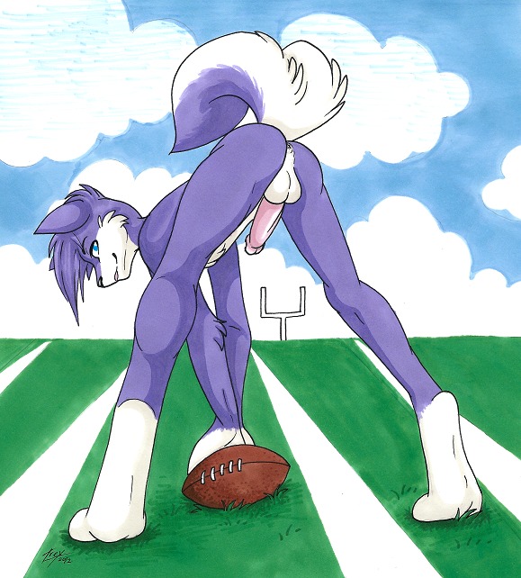 2012 all_fours american_football anthro anus ass_up backsack balls bent_over biped black_nose blue_eyes butt canid canine canis cloud countershade_tail countershading domestic_dog e621 erection exhibitionism field fluffy fluffy_tail full-length_portrait fur genitals hair humanoid_genitalia humanoid_penis husky jeanlee leg_markings looking_at_viewer looking_back male mammal marker_(artwork) markings nordic_sled_dog nude outdoor_nudity outside penis pkay portrait presenting presenting_anus public public_erection public_nudity purple_body purple_fur purple_hair raised_tail rear_view sky sneakerfox socks_(marking) solo spitz sport stadium standing tail three-quarter_view traditional_media_(artwork) white_body white_countershading