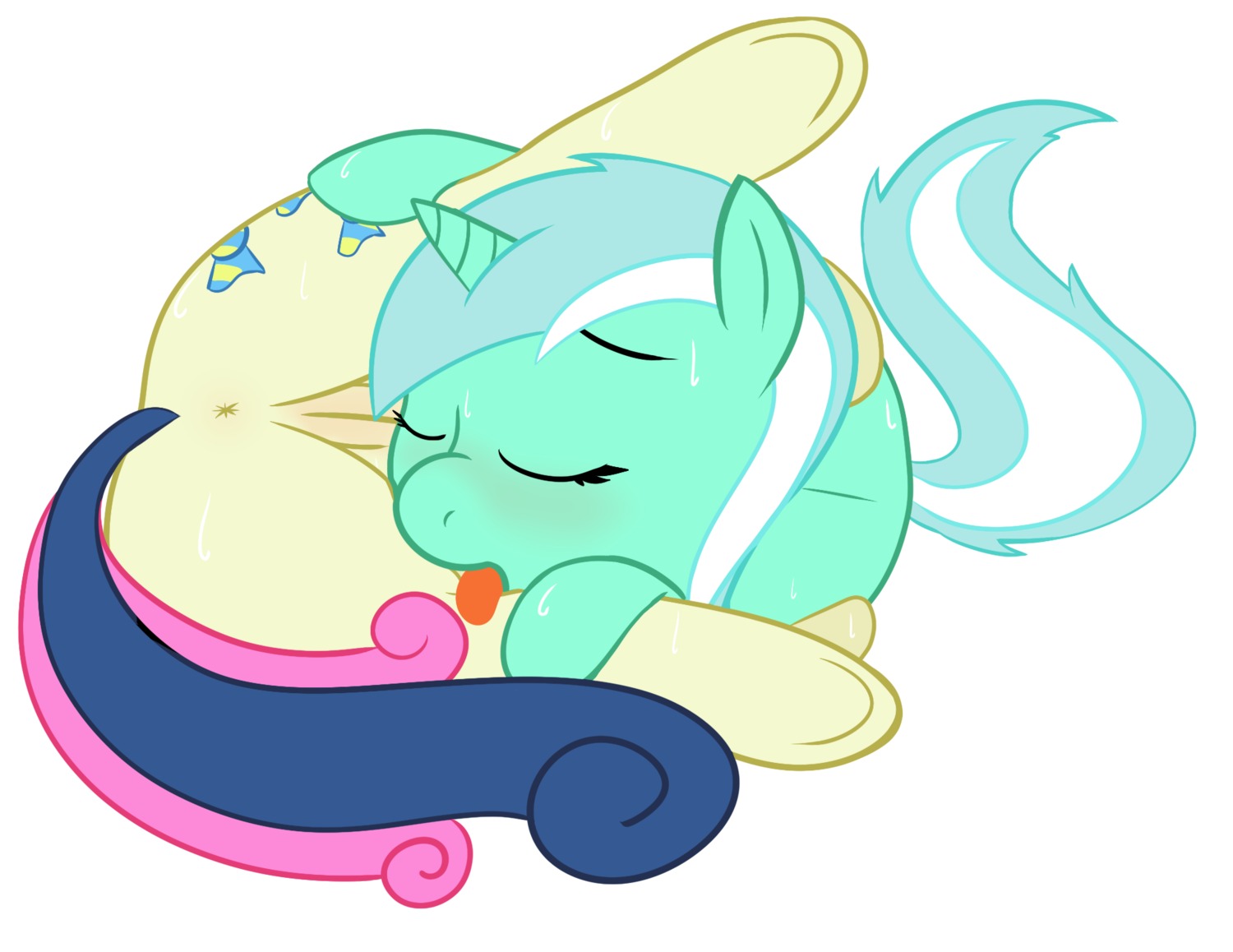69_position anus blue_hair bonbon_(mlp) cutie_mark duo e621 equid equine eyes_closed female female/female feral friendship_is_magic genitals hair hasbro hi_res horn intraspecies licking long_hair lyra_heartstrings_(mlp) mammal multicolored_hair my_little_pony mythological_creature mythological_equine mythology oral sex short_hair simple_background solo_focus tail tongue tongue_out unicorn unknown_artist vulva white_background