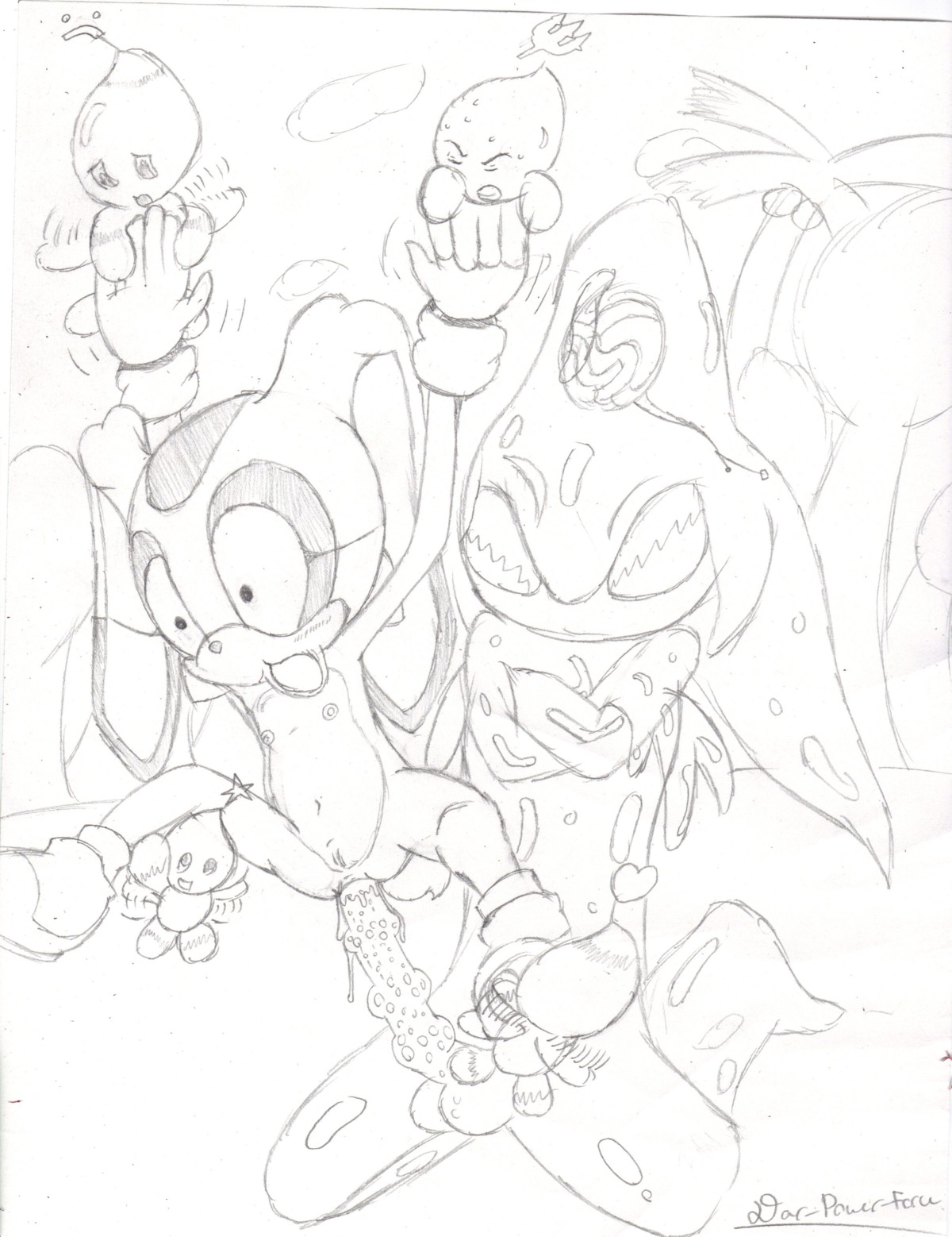 anal anthro arms_folded breasts chao_(sonic) chaos_(sonic) cream_the_rabbit cum dar-powerforce female lagomorph male monochrome pussy rabbit rule34 sega small_breasts sonic_(series) sonic_adventure sonic_the_hedgehog_(series) tagme