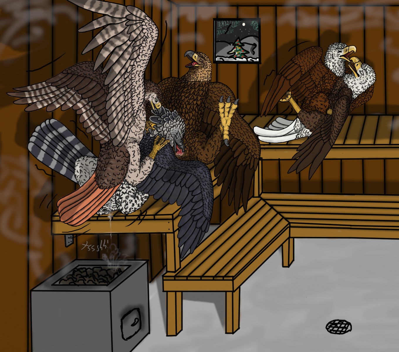 accipitrid accipitriform anatomically_correct animal_genitalia augur_buzzard avian bald_eagle bird bodily_fluids buteo cloaca communal_shower cum e621 eagle feathers feral ferobird genital_fluids genitals golden_eagle group group_sex harpy_eagle hi_res inside licking male male/male nude orgy round_cloaca sauna sea_eagle sex shower snow steam tongue tongue_out true_eagle winter