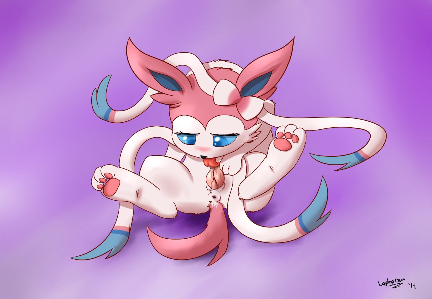 anatomically_correct animal_genitalia animal_vulva anus canine_genitalia canine_vulva e621 eeveelution female feral generation_6_pokemon genitals laptopgun licking nintendo pokemon pokemon_(species) solo sylveon tongue tongue_out vulva