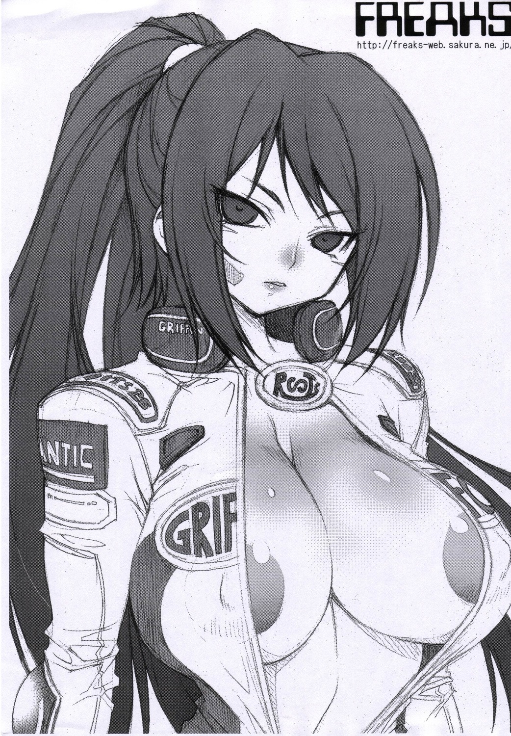breasts fatal_fury female female_only front_view human king_of_fighters mai_shiranui monochrome nipples open_clothing rule34 snk solo tagme