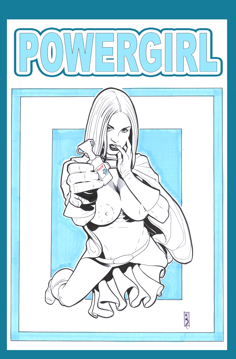 1girls catthouse_studios dc dc_comics female female_only kara_zor-l karen_starr monochrome power_girl roadkill_(catthouse_studios) rule34 solo superman_(series)