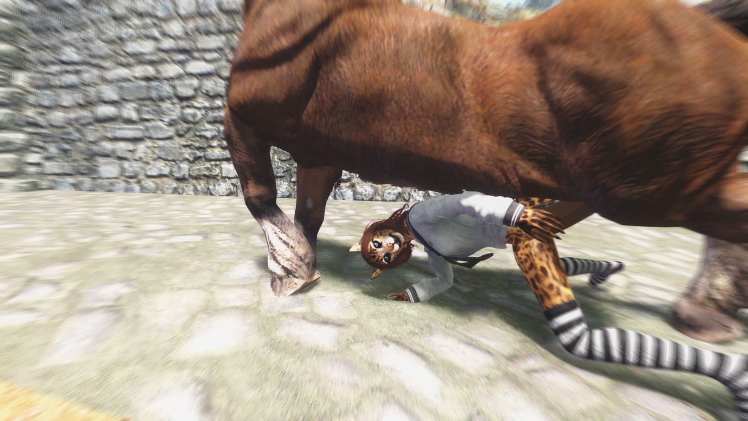 16:9 3d_(artwork) anal anal_penetration animal_genitalia animal_penis anthro anthro_on_feral anthro_penetrated bestiality bethesda_game_studios bottomless breasts clothed clothing digital_media_(artwork) discombobulation duo e621 equid equine equine_genitalia equine_penis erection felid female female_on_bottom female_penetrated feral feral_penetrating feral_penetrating_anthro footwear genitals hi_res horse interspecies khajiit legwear looking_pleasured male male/female male_on_top male_penetrating male_penetrating_female mammal microsoft nude on_bottom on_top penetration penile penile_penetration penis penis_in_ass sex skyrim socks the_elder_scrolls widescreen