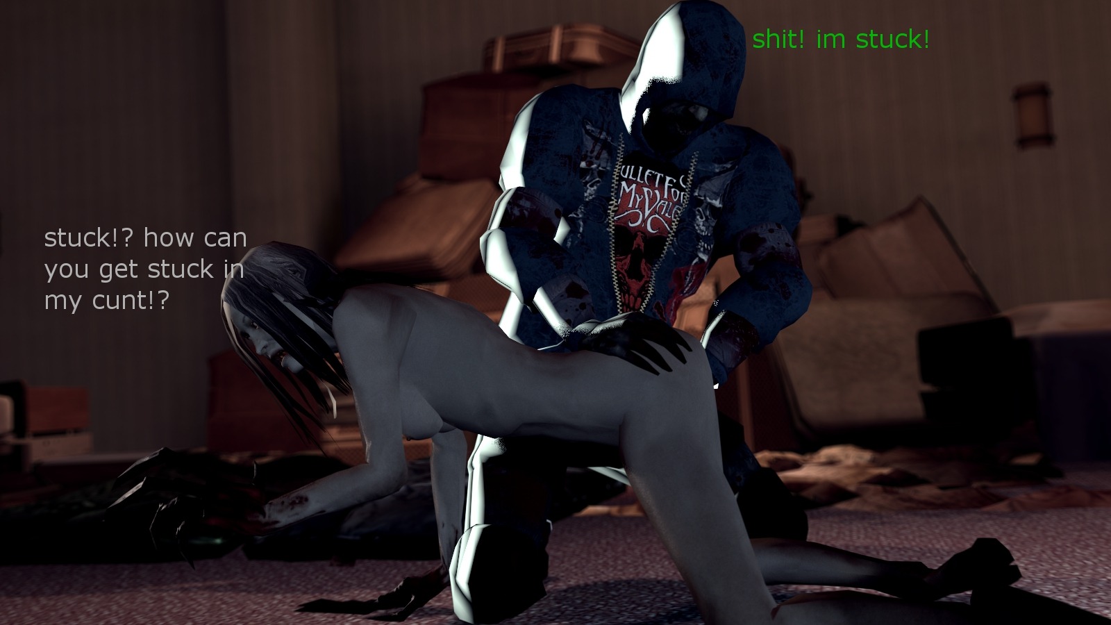 1boy 1girls 3d artist_request clothed clothed_male clothed_male_nude_female clothing completely_nude dialogue english_dialogue english_text female garry's_mod hunter_(left_4_dead) left_4_dead left_4_dead_(series) male nude nude_female rule34 straight talking text witch_(left_4_dead) zombie zombie_boy zombie_girl
