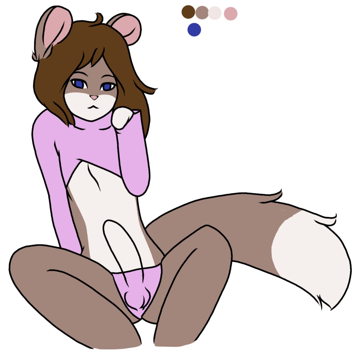 anthro balls_outline biped blue_eyes brown_hair bulge chinchilla chinchillid clothed clothing crossdressing daniruu detailed_bulge dipstick_tail e621 erection femboy genital_outline genitals hair hi_res male mammal markings panties penis rodent shirt solo sweater tail tail_markings topwear turtleneck underwear zarrotsu