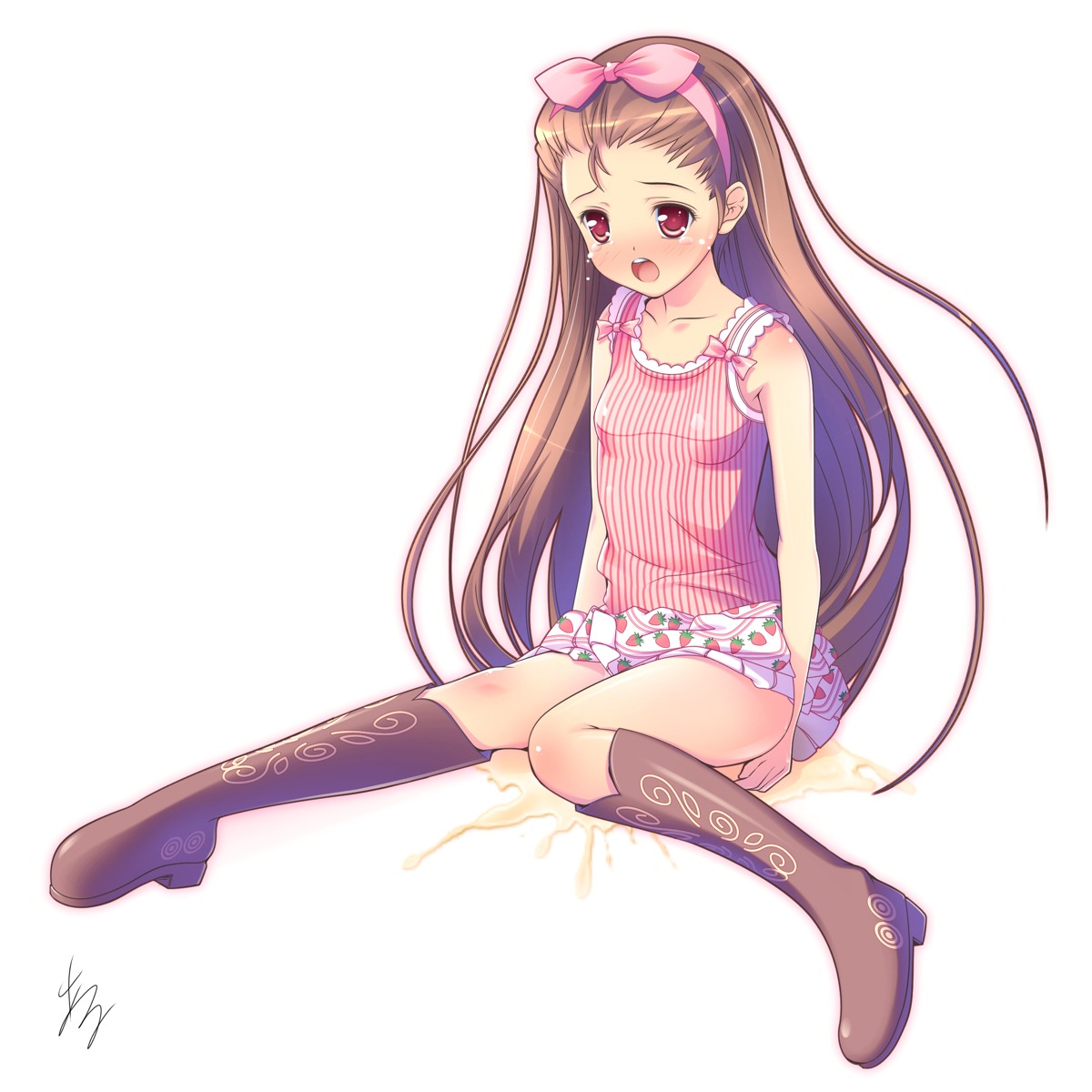 accident al_azif_(artist) blush clothing female idolmaster minase_iori pee_accident peeing peeing_self rule34 skirt tagme urinating_female urine urine_puddle