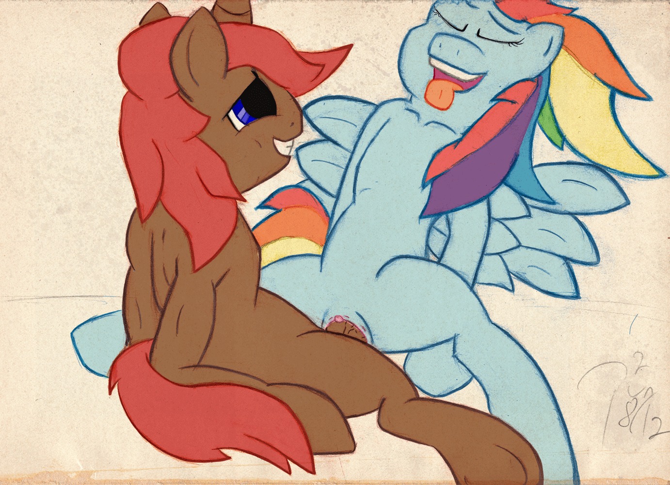 2012 blue_body blue_eyes blue_feathers blue_fur canon_x_oc duo e621 equid equine erection eyes_closed fan_character feathered_wings feathers female female_penetrated flat_chested friendship_is_magic fur genitals hair hasbro horn long_hair male male/female male_penetrating male_penetrating_female mammal multicolored_hair my_little_pony mythological_creature mythological_equine mythology nude pegasus penetration penile penile_penetration penis penis_in_vagina pun-pun rainbow_dash_(mlp) rainbow_hair sex simple_background smile tail tongue tongue_out traditional_media_(artwork) unavailable_at_source unicorn vaginal vaginal_penetration vulva wings