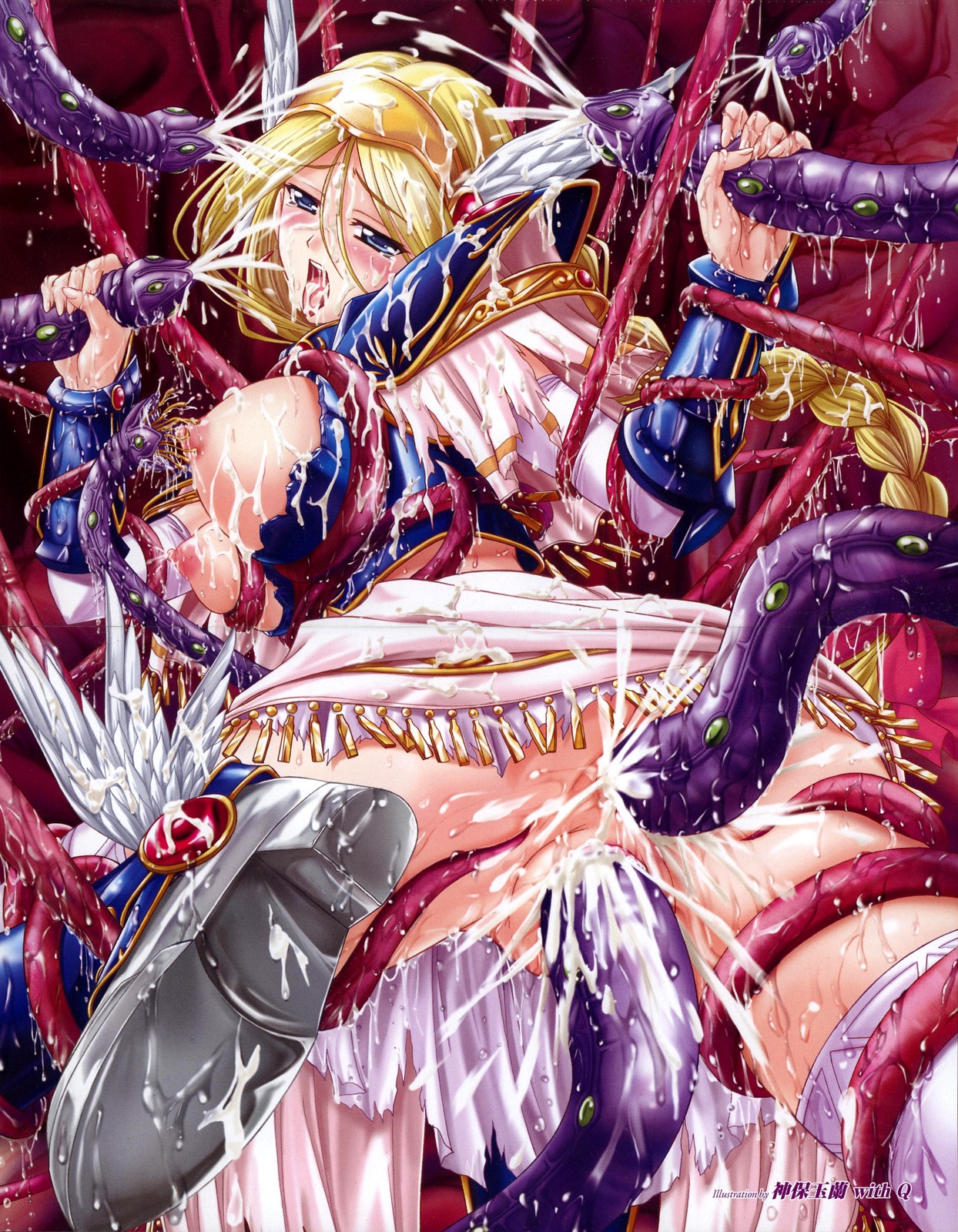 anal anus armor ass blonde_hair blue_eyes blush braid breasts bukkake cum cum_in_mouth cum_on_ass cum_on_body cum_on_breasts cum_on_clothes cum_on_hair cum_on_leg female hair headwings large_breasts long_hair nakadashi nipples pussy rule34 sex tekoki tentacle tentacle_rape thighhighs vagina vaginal_penetration valkyrie white_thighhighs wings