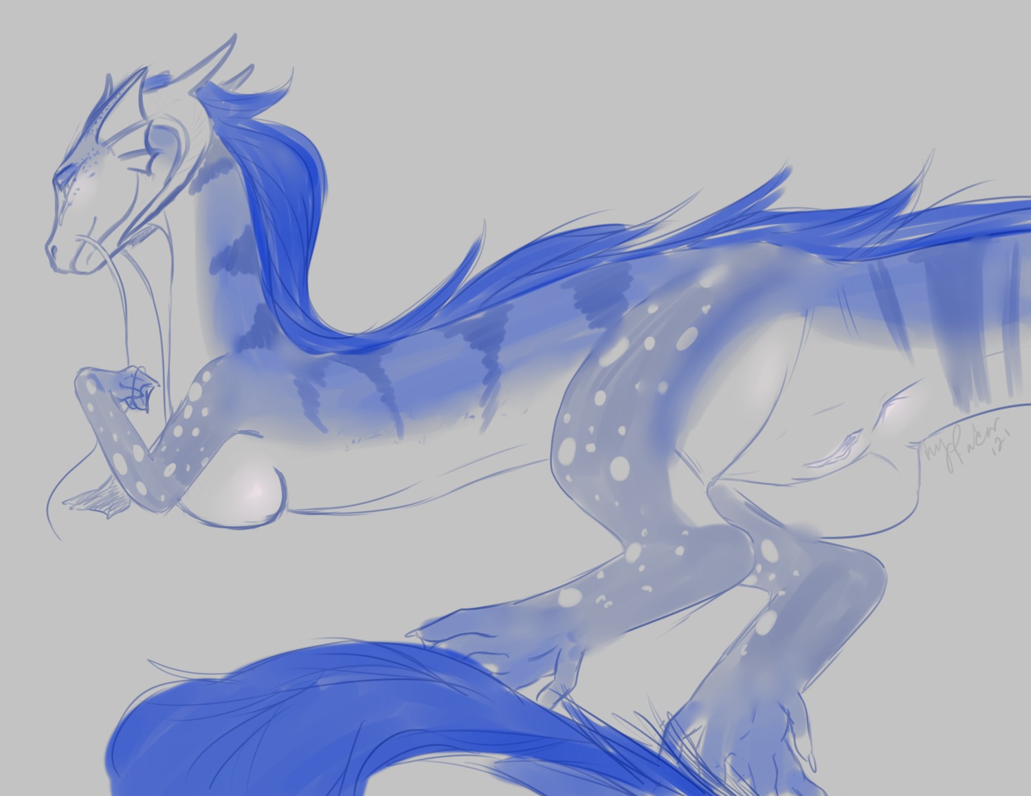 2012 absurd_res anthro anus asian_mythology biped blue_and_grey blue_hair blue_theme breasts busty_feral dragon e621 east_asian_mythology eastern_dragon feet female feral fur furred_dragon furred_scalie genitals hair hi_res hindpaw horn iko medium_breasts monochrome mythological_creature mythological_scalie mythology non-mammal_breasts paws presenting scalie sketch solo tail vulva whiskers