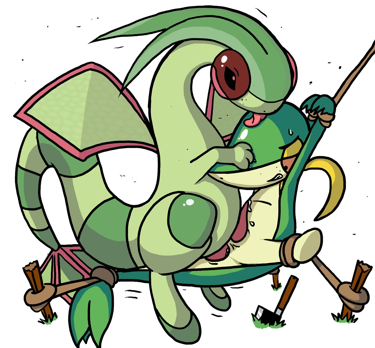 anal baginazard bondage dragon feral flygon freckles furry gay knife licking male no_humans penis pokemon pokemon_(species) rape rule34 scalie sex snake snivy sweat tongue