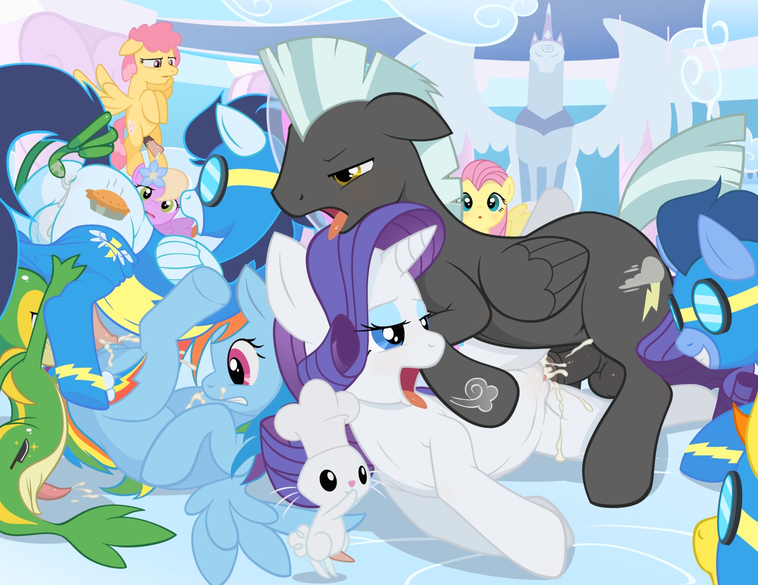 2013 absurd_res anal angel_(mlp) backsack balls bisexual bisexual_parallel_sex blue_body blue_eyes blue_eyeshadow blue_feathers blue_fur blush bodily_fluids bottomwear bottomwear_down clothed clothed_feral clothing conditional_dnp crossover cum cum_in_vagina cum_inside cum_on_face cum_on_leg cutie_mark dragon e621 equid equine erection eyelashes eyeshadow feathered_wings feathers female female_penetrated feral feral_on_feral feral_penetrated feral_penetrating feral_penetrating_feral fluttershy_(mlp) freckled_face freckles friendship_is_magic fully_clothed fully_clothed_feral fur generation_5_pokemon genital_fluids genitals group group_sex hair hasbro hi_res horn interspecies lagomorph large_group leporid long_eyelashes makeup male male/female male/male male_penetrated male_penetrating male_penetrating_female male_penetrating_male mammal mass_orgy mostly_nude multicolored_hair my_little_pony mythological_creature mythological_equine mythological_scalie mythology nintendo nude on_model orgy pants pants_down parallel_sex partially_clothed pegasus penetration penile penile_penetration penis penis_in_vagina pokemon pokemon_(species) quadruped rabbit rainbow_dash_(mlp) rainbow_hair rarity_(mlp) scalie sex snivy soarin_(mlp) tail tear_trough thunderlane_(mlp) tricksta unicorn vaginal vaginal_penetration vulva wing_boner wings wonderbolts_(mlp) yellow_body yellow_feathers