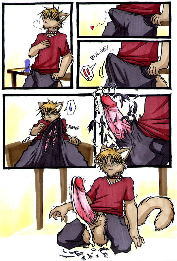 anthro balls big_balls big_penis biped blockage_(layout) bodily_fluids borderless_panel bulge clothed clothing collar comic content_repetition cum cum_on_balls cum_on_penis digital_media_(artwork) domestic_cat e621 erection erection_under_clothing exclamation_point expansion felid feline felis foreskin genital_expansion genital_fluids genitals gyro_comic heart_reaction heart_symbol horizontal_blockage horizontal_staggering huge_penis humanoid_genitalia humanoid_penis hyper hyper_genitalia hyper_penis kneeling male mammal meesh multiple_scenes onomatopoeia outside_panel overlay_layer penis penis_expansion retracted_foreskin six_frame_image solo sound_effects staggering_(layout) tail tenting text torn_clothing traditional_media_(artwork) vein vertical_blockage
