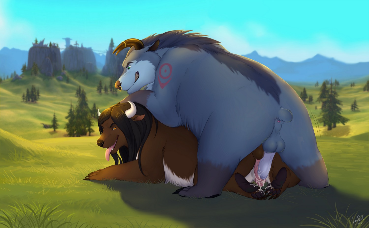 2014 4_toes anus backsack balls barefoot bear bent_legs blizzard_entertainment blue_eyes bodily_fluids butt claws clenched_teeth cloud cum cum_on_feet cum_on_penis detailed_background druid duo e621 erection facial_piercing feet feral feral_druid feral_on_feral from_behind_position fur genital_fluids genitals glasynys glistening grass hair happy hi_res hindpaw horn landscape long_hair looking_back looking_down looking_up lying magic_user male male/male male_on_bottom male_on_top mammal mountain mounting nature nose_piercing nose_ring nude on_bottom on_front on_top open_mouth orgasm outside pawpads paws penis piercing plant plantigrade raised_tail reallynxgirl ring_piercing rock septum_piercing sex shadow sharp_teeth sky smile soles tail tail_anus tauren_(feral) teasing teeth toe_claws toes tongue tongue_out tree tribal_spellcaster troy_(wowdruid) vein warcraft wood